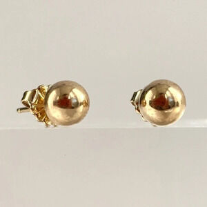 Sterling Silver Gilt (vermeil) Globe | Sphere Shaped Minimalist Vintage Earrings